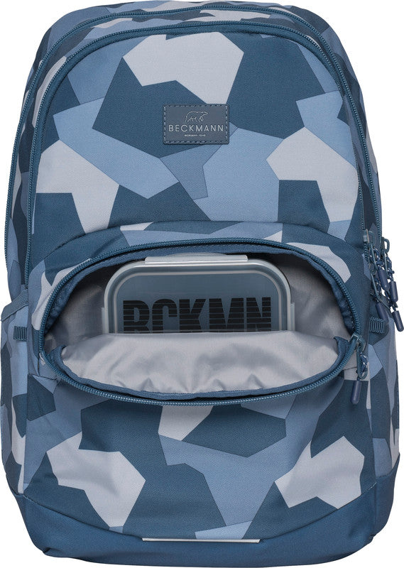 Beckmann Junior Sport Rucksack – Blau Camo – 31,0 cm×45,0 cm×22,0 cm – recycelte Materialien