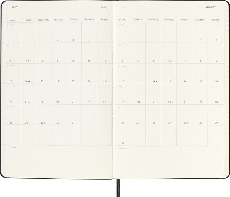 Moleskine Schüleragenda – 1 Tag pro Seite, gebunden, 13 × 21 cm, 18 Monate Juli–Dezember, Englisch, Schwarz, FSC