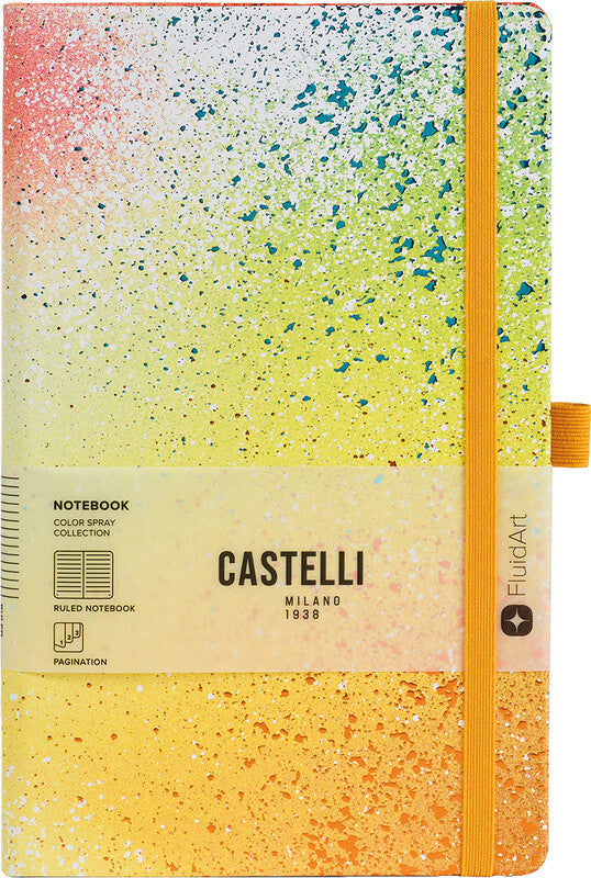 Castelli Notizbuch – A5 – Liniert – 192 Seiten – 80 g/m² – Gebunden, Gummiband, Stiftschlaufe, Mehrfarbig