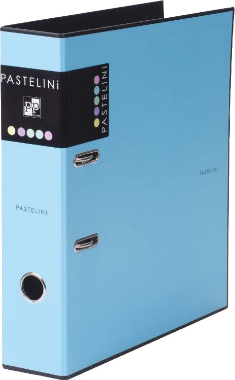 Pastelini Ordner – A4 hoch – 2-Ring Hebelmechanik, Rücken 70 mm – blau, mit Griffloch, mit Raumsparösen