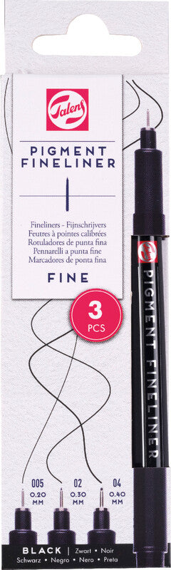 Talens Fineliner – 3er-Set – Schwarz – Wasserfest