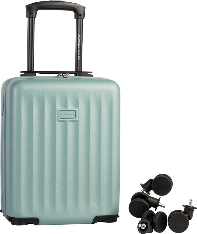 Worldpack Hartschalen-Trolley, 24 l, 4 Doppelrollen, ABS, Graublau, 30 × 40 × 20 cm