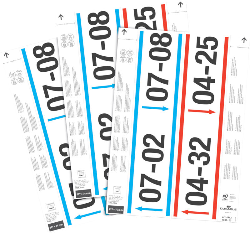 Durable Schuletiketten – 297×74 mm, 40 Stk, Papier