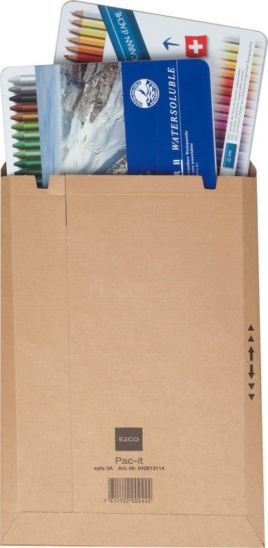 Elco Karton-Versandtasche – 240 × 340 mm, Wellkarton, Braun, Selbstklebend, Aufreissperforation