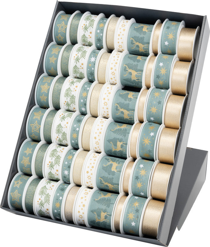 Goldina Geschenkband – Weihnachten – Seide, farbig sortiert – Breiten 10/15/25/40 mm, Längen 3,5/3/2 m