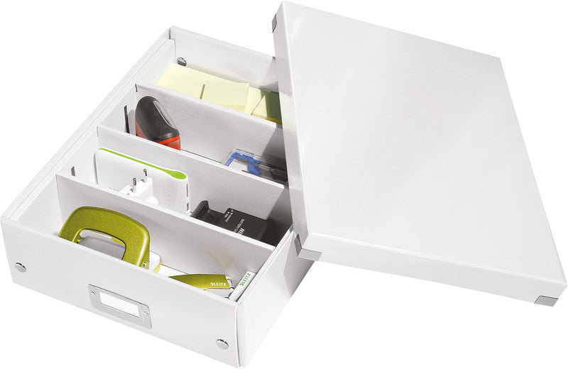 Leitz Click&Store Aufbewahrungsbox B 282 × H 40 × T 373 mm – mit Deckel, stapelbar, weiss