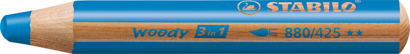 STABILO Buntstifte woody 3 in 1 – 3-in-1, rund, Minen-Ø 10 mm, Einzelstift mittelblau