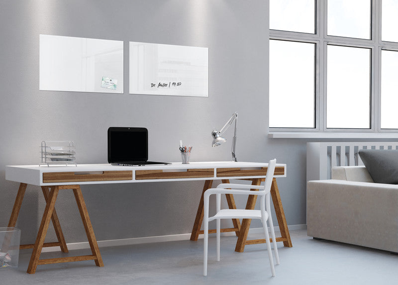 Sigel Whiteboard – 60 × 40 cm, Glas, magnetisch, Wandmontage, inkl. SuperDym-Magnetwürfel, Montagesatz