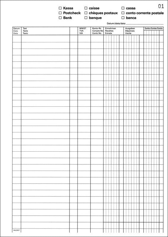 Favorit Formularblock – MWST-Geschäftsbuch, mehrsprachig, 50 Blatt, A4