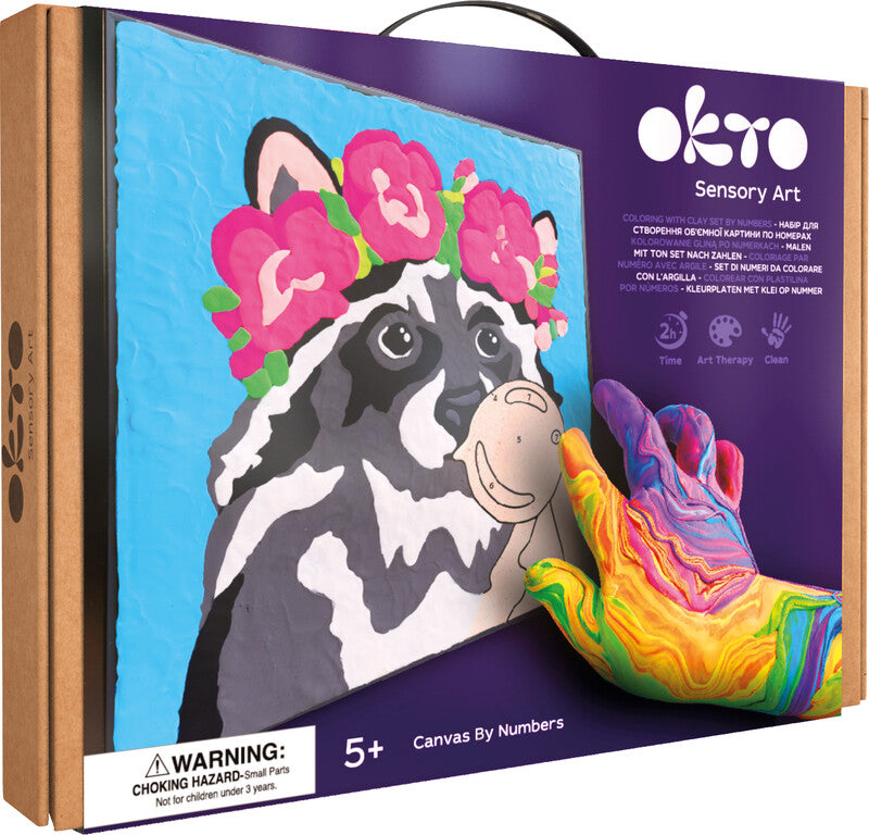 Okto Sensory Art – Modelliermasse-Set Waschbär – ab 5 Jahren – 14 Modelliermassen – 290 × 290 mm
