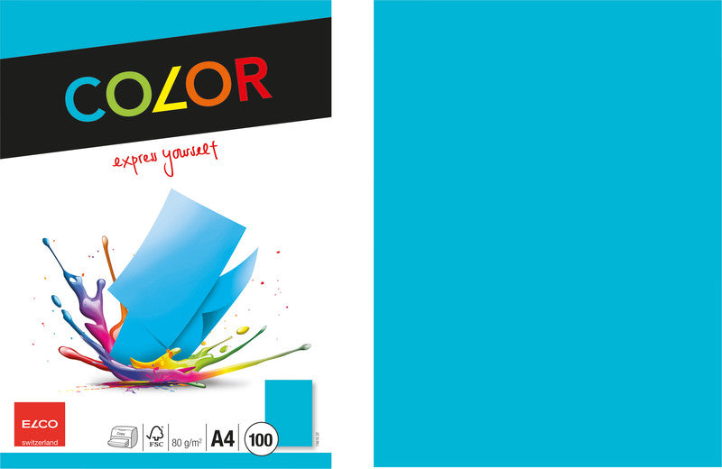 Elco Kopierpapier – A4, 80 g/m², intensivblau – für Inkjet/Laser/Kopierer – FSC – 100 Blatt