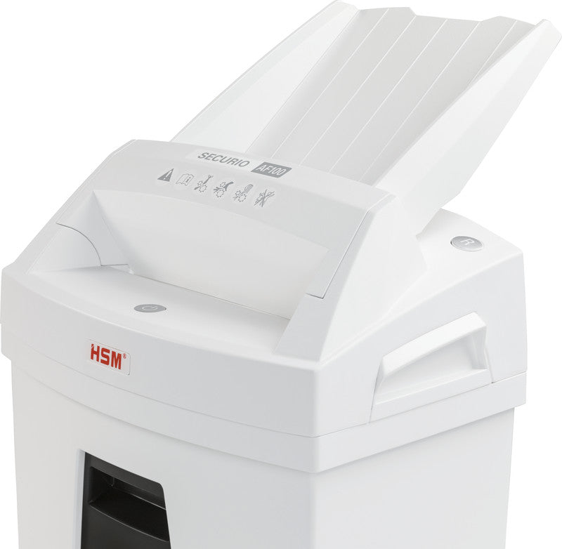 HSM Securio AF100 – Aktenvernichter mit Autofeed 100 Blatt, DIN P-4, Partikelschnitt 4 × 25 mm, 7 Blatt, 25 l