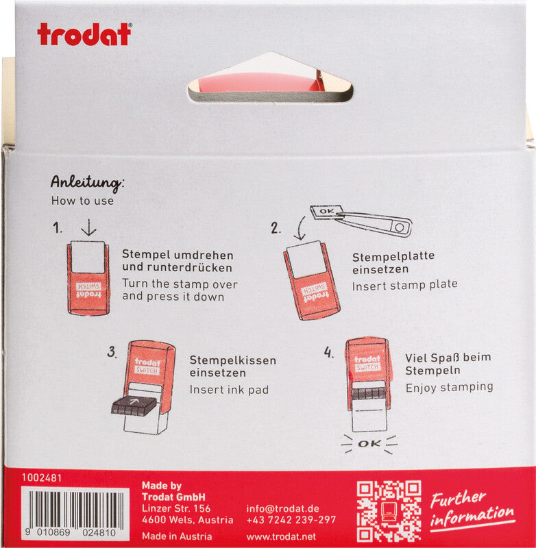 Trodat Homemade Motivstempel – selbstfärbend, 10 Textplatten, 19 × 19 mm, Kissen sortiert, Englisch