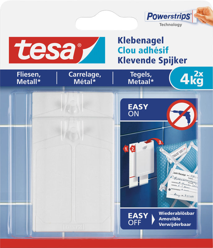 TESA Klebenagel – Kunststoff, Weiss, 12 × 14 × 2 cm – 2er-Pack