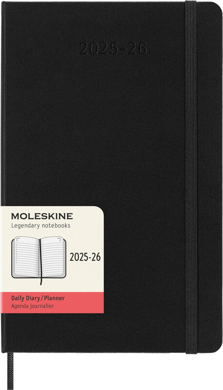 Moleskine Schüleragenda – 1 Tag pro Seite, gebunden, 13 × 21 cm, 18 Monate Juli–Dezember, Englisch, Schwarz, FSC