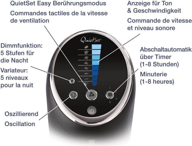 Honeywell Turmventilator QuietSet HYF290E4 – 8 Stufen, Oszillation, mit Fernbedienung, Timer