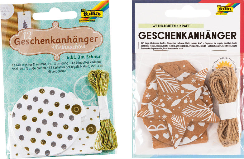Folia Geschenketiketten – Weihnachten – 12 Etiketten – Karton – Bogen 135 × 100 mm