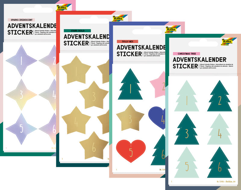 Folia Schmucketiketten Adventskalender – 90 × 140 mm – grün – 24 Stk.