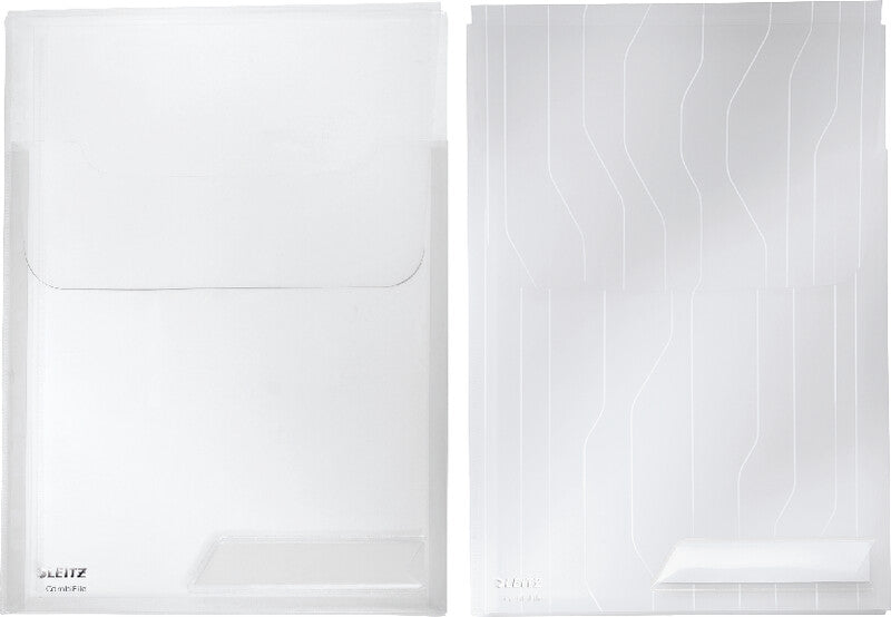 Leitz CombiFile Maxi Sichtmappe A4 – transparent, Kunststoff, matt, 180 µm, 3er-Pack