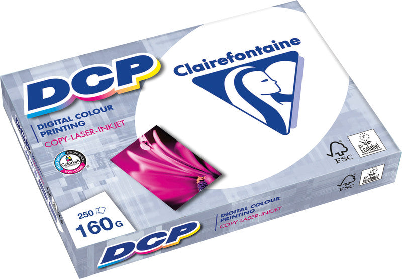 Clairefontaine Kopierpapier – A4, 160 g/m², hochweiss – für Inkjet, Laser, Kopierer – FSC – 250 Blatt