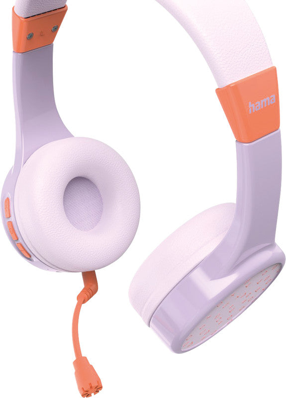 Hama Teens Guard II – On-Ear Headset – Bluetooth, Lautstärkebegrenzung 85 dB – Lila/Orange – bis 50 h