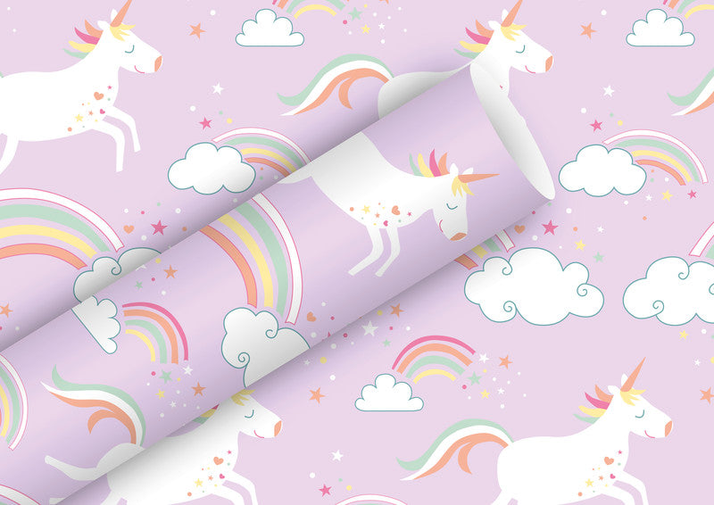 Braun + Company Geschenkpapier Rolle – Unicorn – gestrichenes Papier, 80 g/m2 – 700 × 2000 mm – 2 Stk.