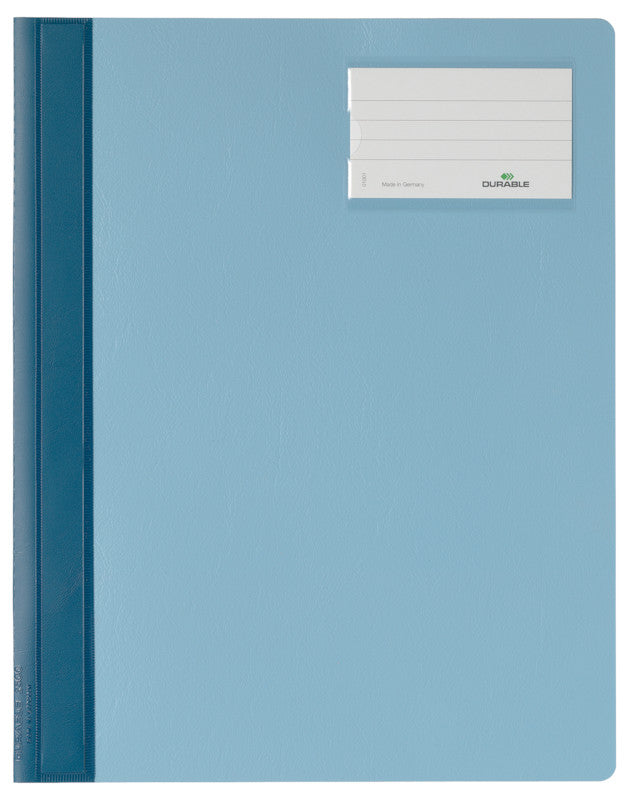 Durable Schnellhefter – A4 überbreit, Kunststoff, blau, Beschriftungsfenster