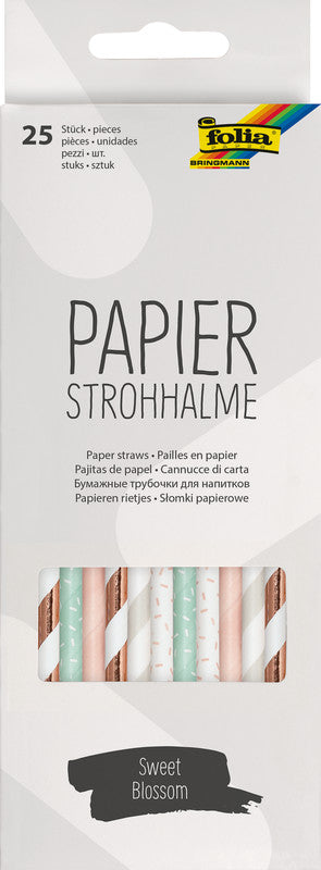 Folia Papierstrohhalme – zum Basteln, L 20 cm, Ø 6 mm, mehrfarbig, 25 Stück