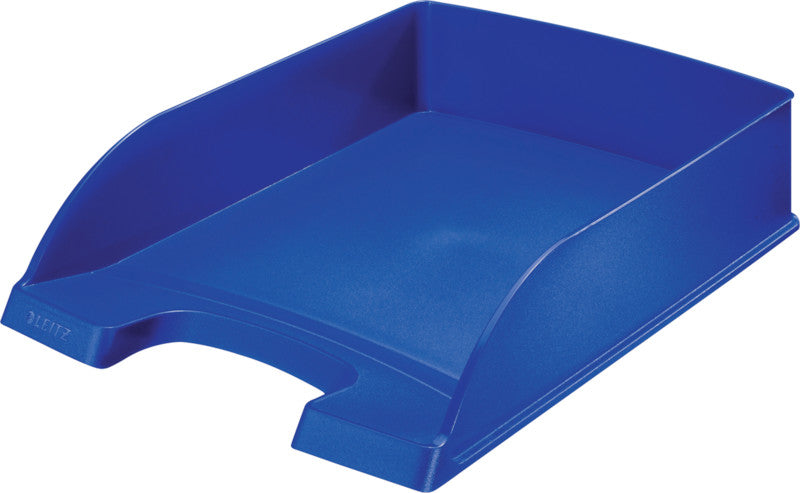 Leitz Stapelbarer Briefkorb mit Griffausschnitt, Beschriftungsfeld, matt, blau, B 255 × H 70 × T 357 mm