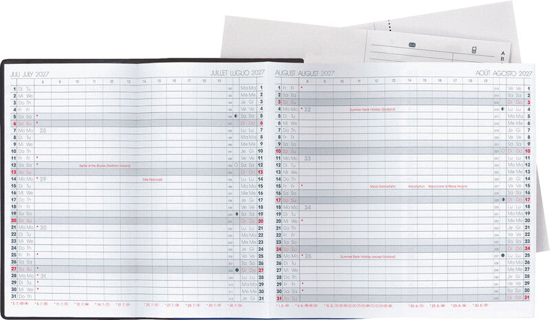 Biella Planer Berlin Agenda – 6 Monate/1 Seite, geheftet, 8,7 × 15,3 cm, 2027, schwarz, FSC