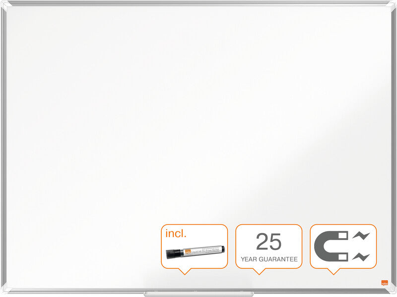 Nobo Whiteboard – 120 × 90 cm, Emaille, magnetisch, Aluminiumrahmen, Wandmontage