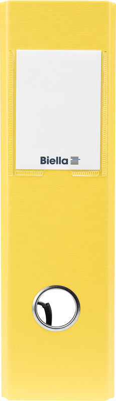 Biella Ordner – A5 hoch – 2-Ring Hebelmechanik, Rücken 70 mm – gelb, Karton, mit Niederhalter, FSC
