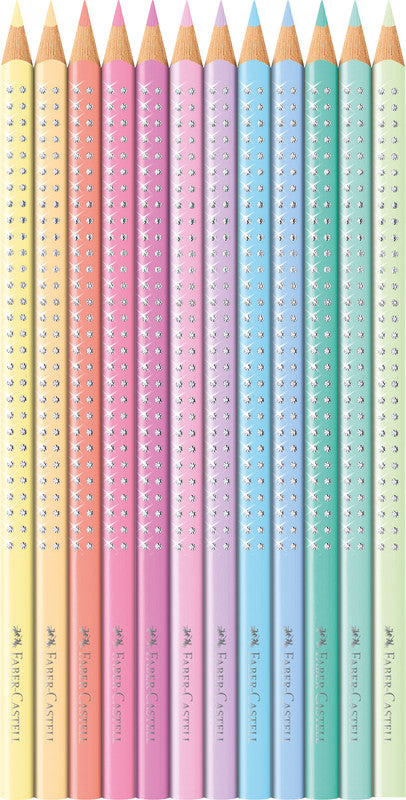 Faber-Castell Aquarellfarbstifte Grip Sparkle – 12 Farben, im Metalletui, Ø 3 mm, dreikantig, FSC