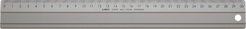 Linex Wandtafel-Lineal 30 cm – Aluminium, silber, mit Stahl-Schneidekante, Tuschekante, rutschfest
