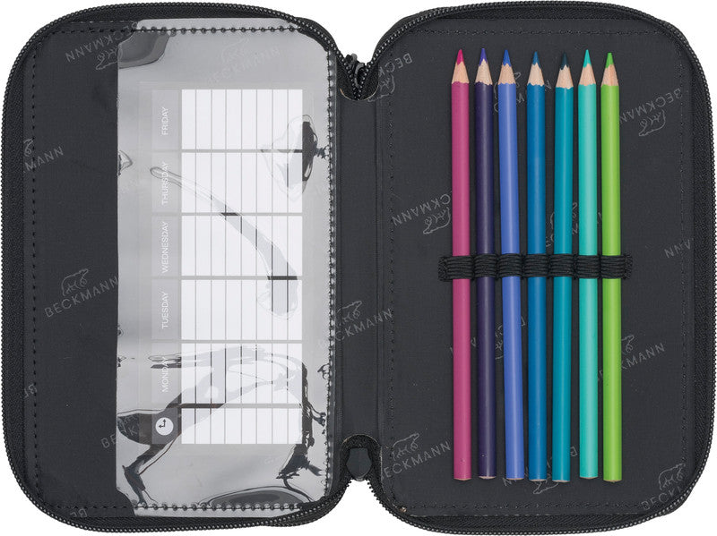Beckmann Sport Jr. Etui Triple, gefüllt, 28-teilig – Schwarz – Kunststoff – 12 × 20,5 × 7 cm
