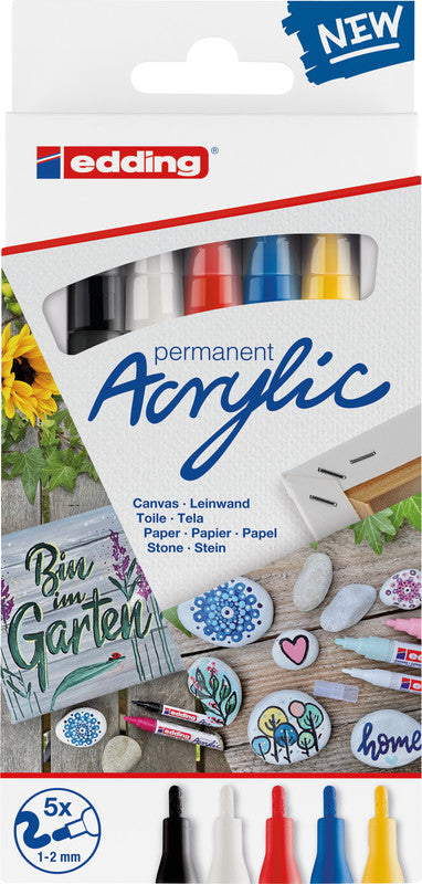 Edding Acrylmarker für Permanent-Marker – sortiert, 5er