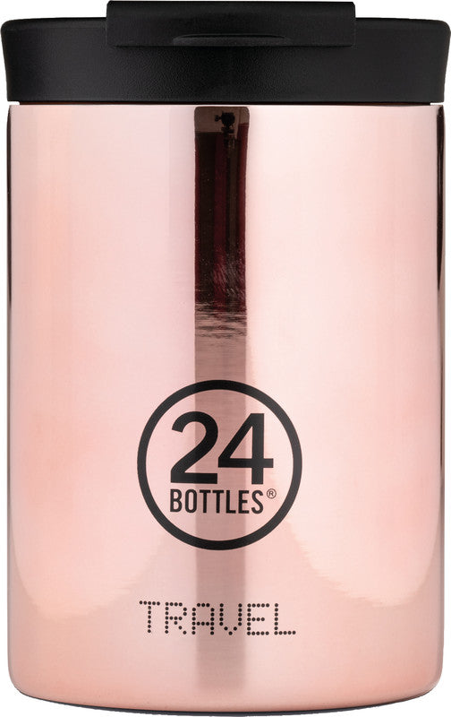 24Bottles Thermobecher Travel Tumbler – 3,5 dl – Edelstahl, isoliert, Sip&Go-Deckel – Roségold