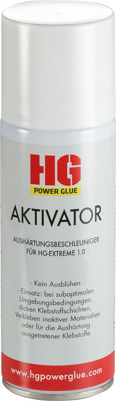 HG Klebstoffe HG Power Glue Aushärtungsbeschleuniger – Sprühdose, transparent, 200 ml, für HG Power Glue