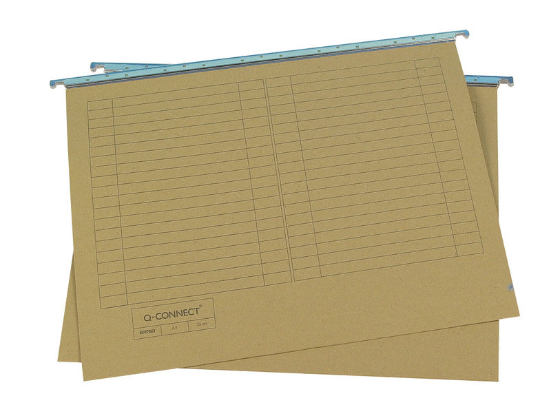 Q-connect Hängeordner für A4 – Karton, Olivgrün, 320 × 240 mm, mit Vordruck