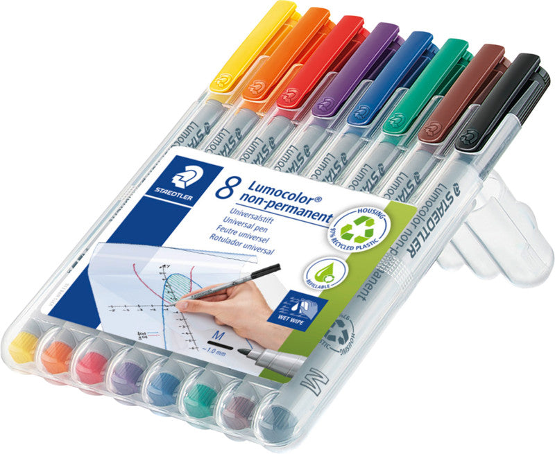Staedtler Non-Permanent-Marker Lumocolor – mittel 0,8-1 mm – sortiert – 8er-Set – nachfüllbar