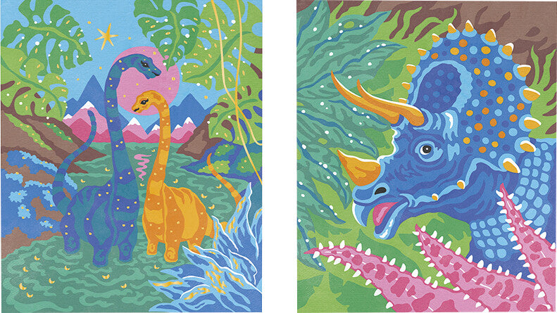 Janod – Malset Malen nach Zahlen Dinosaurier – ab 7 Jahren – 15 Acrylfarben, 2 Seiten – 195 × 235 mm