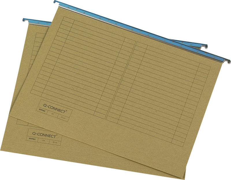 Q-connect Hängeordner für A4 – Karton, Olivgrün, 320 × 240 mm, mit Vordruck