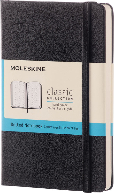 Moleskine Notizbuch, 90 × 140 mm, punktkariert, Leimbindung, Hardcover, 192 Seiten, 70 g/m² – schwarz