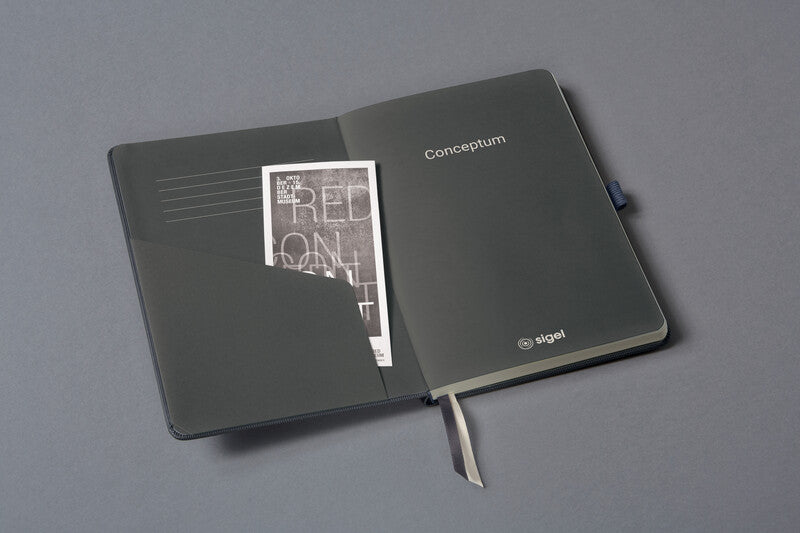 Sigel Notizbuch Conceptum Metallic Edition, A5, liniert, Fadenheftung, 194 Seiten, 80 g/m² – grau