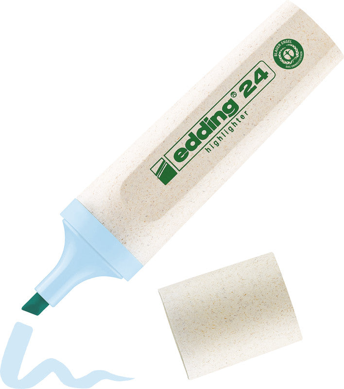 Edding 24 EcoLine Textmarker Pastellblau – Keilspitze, 2–5 mm, nachfüllbar, Blauer Engel
