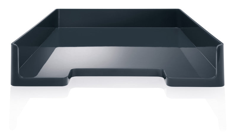 Sigel Briefkorb – mit Griffausschnitt, mit Beschriftungsfeld, glänzend, grau, B 268 × H 50 × T 333 mm