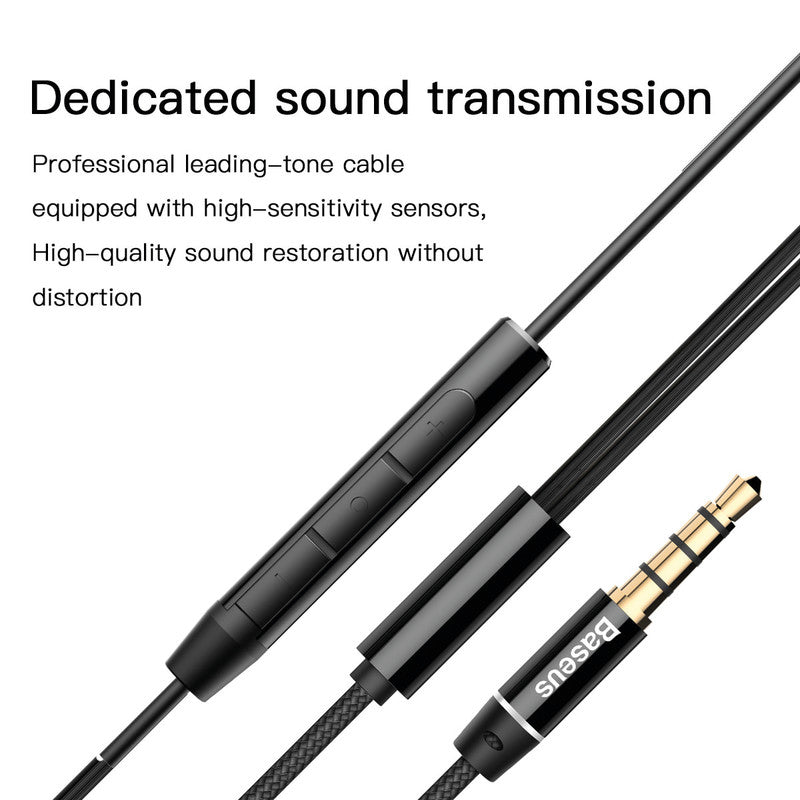 Baseus Encok H06 – In-Ear Headset – 3,5 mm Klinke, 1,2 m Kabel – Schwarz
