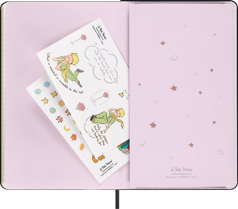 Moleskine Notizbuch Le Petit Prince, 130 × 210 mm, liniert, Leimbindung, Hardcover, 176 Seiten – schwarz