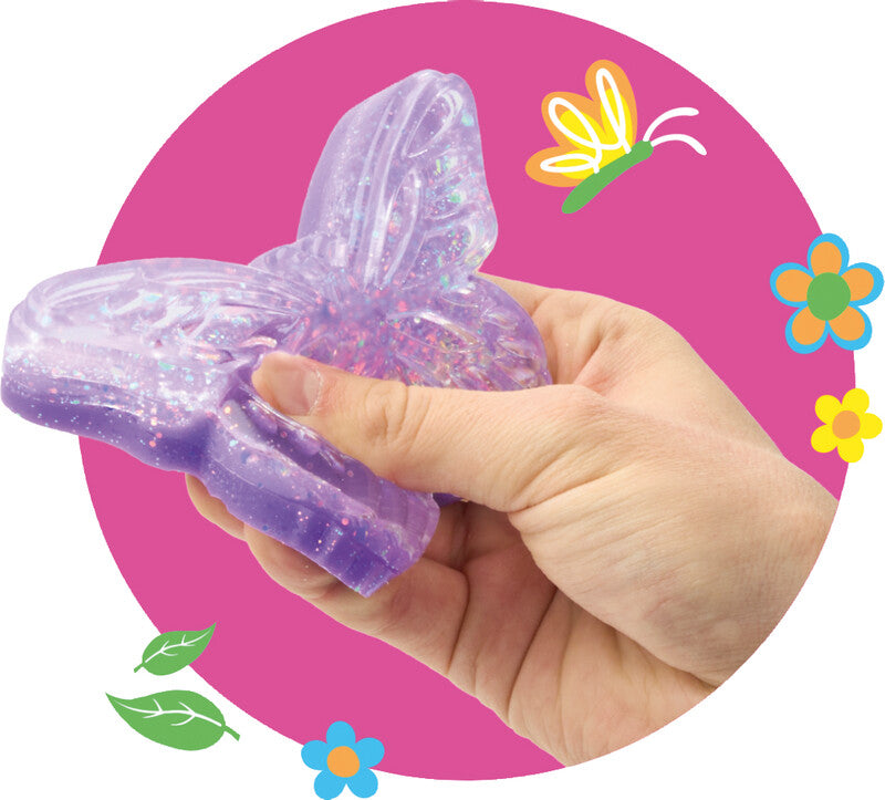 Trendhaus Fidget-/Stressball Schmetterling – 9,5 × 7,0 × 2,0 cm – 1 Stück – Mehrfarbig