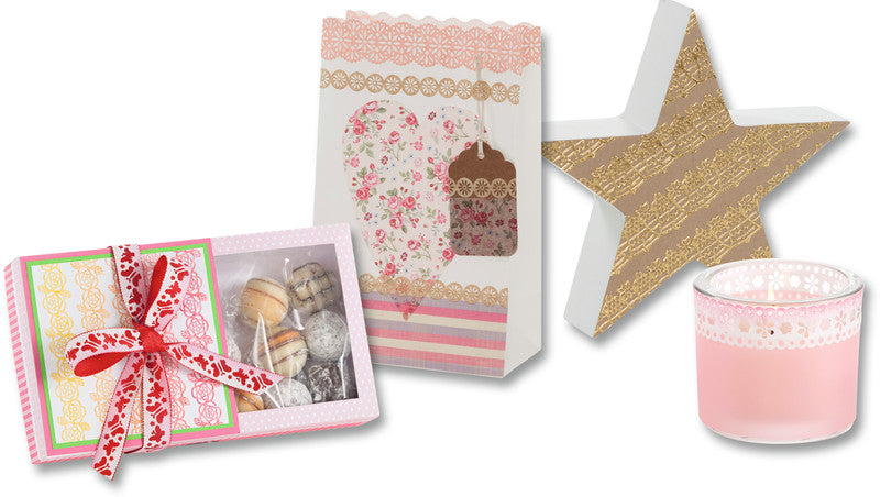 Folia Papierbordüren – verschiedene Breiten × 1 m – Pastell – 4 Rollen